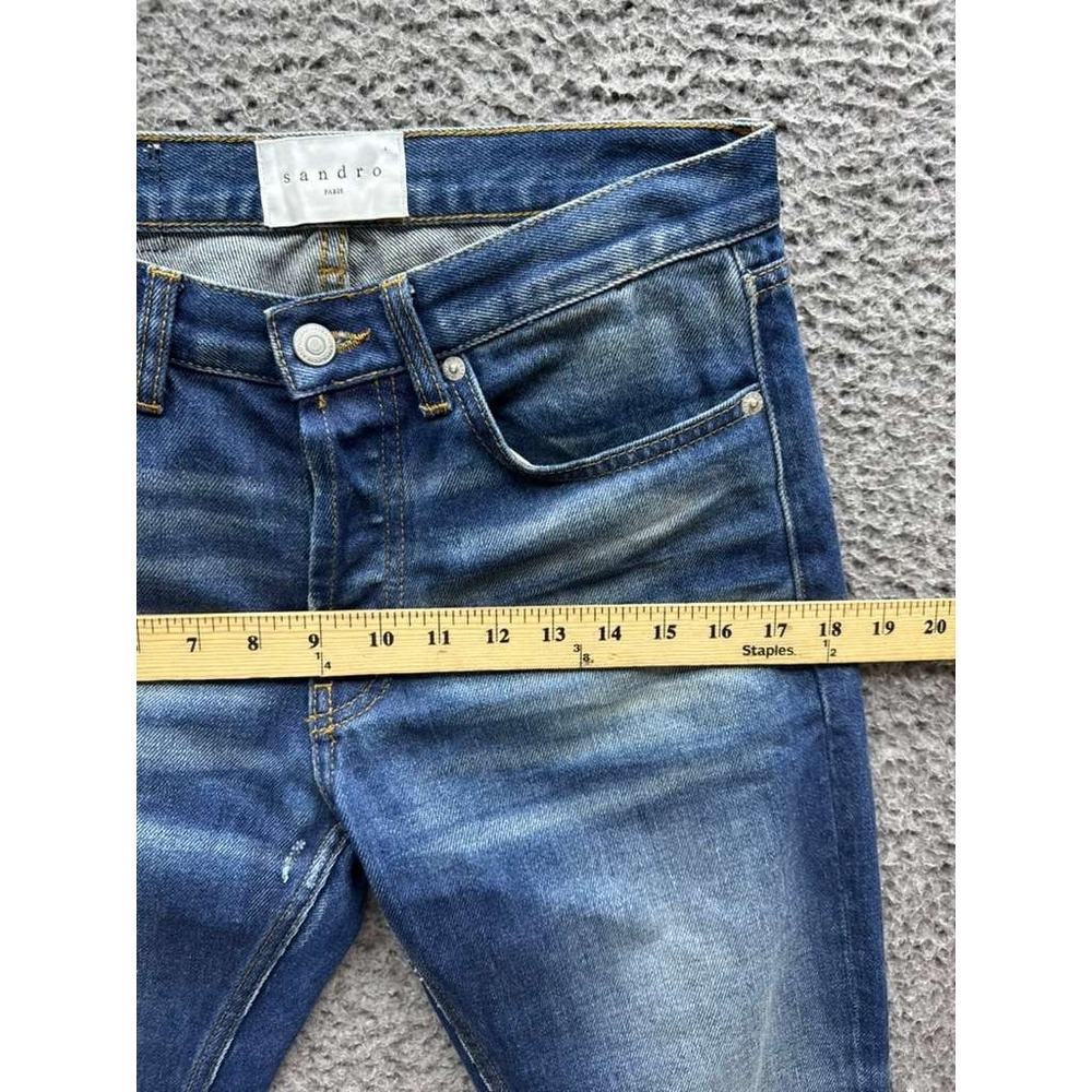 Sandro Paris Droit Slim Fit‎ Low Rise Distressed Denim Jeans Blue Size 27 - Picture 12 of 16